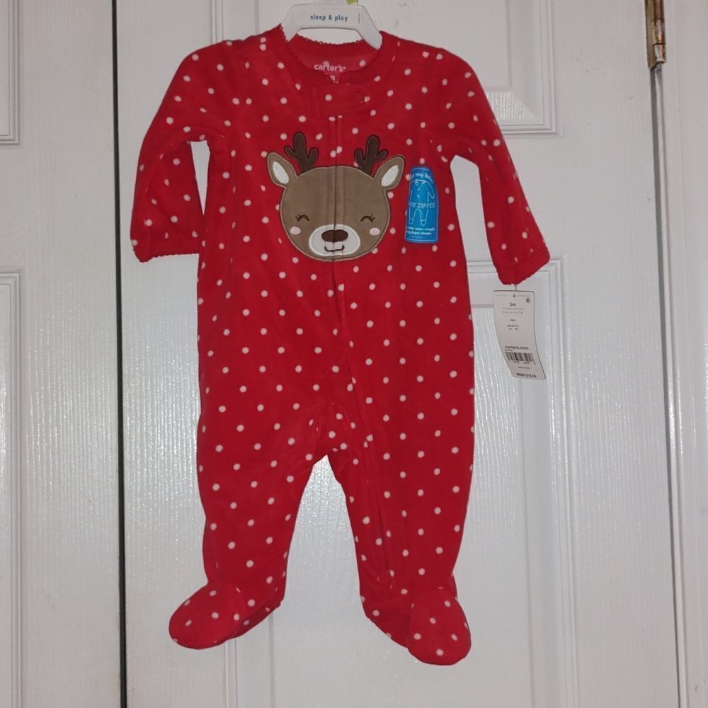 Carter's Sleep and Play reindeer christmas  holiday sleeper  outfit  Sz 3m  NWT